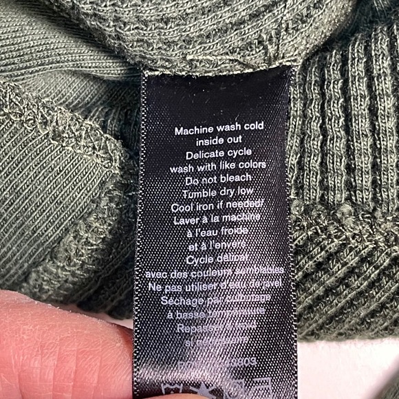 Rag Bone New York Mens Dark Army Hunter Green Waffle Knit Hoodie Size M NWOT - Picture 7 of 7